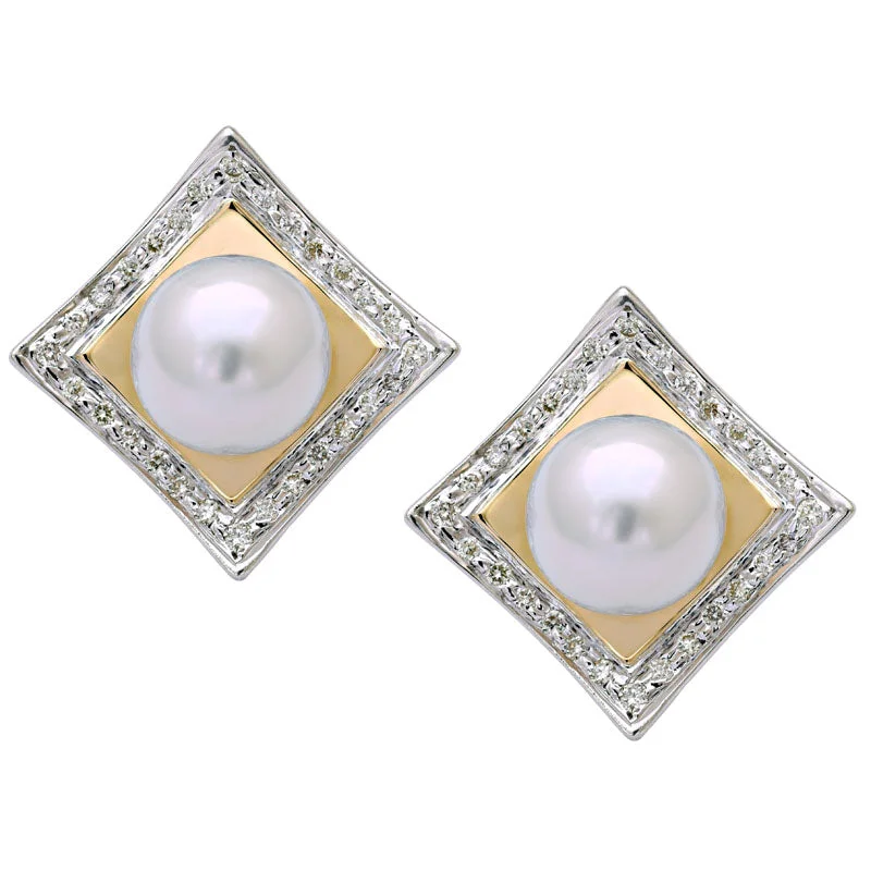 Bold Statement Earrings-Earrings-South Sea Pearl and Diamond