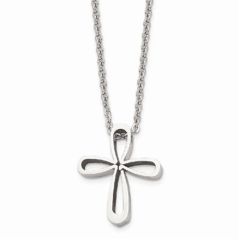 Fashionable Name Necklaces-Stainless Steel Polished Cross Necklace