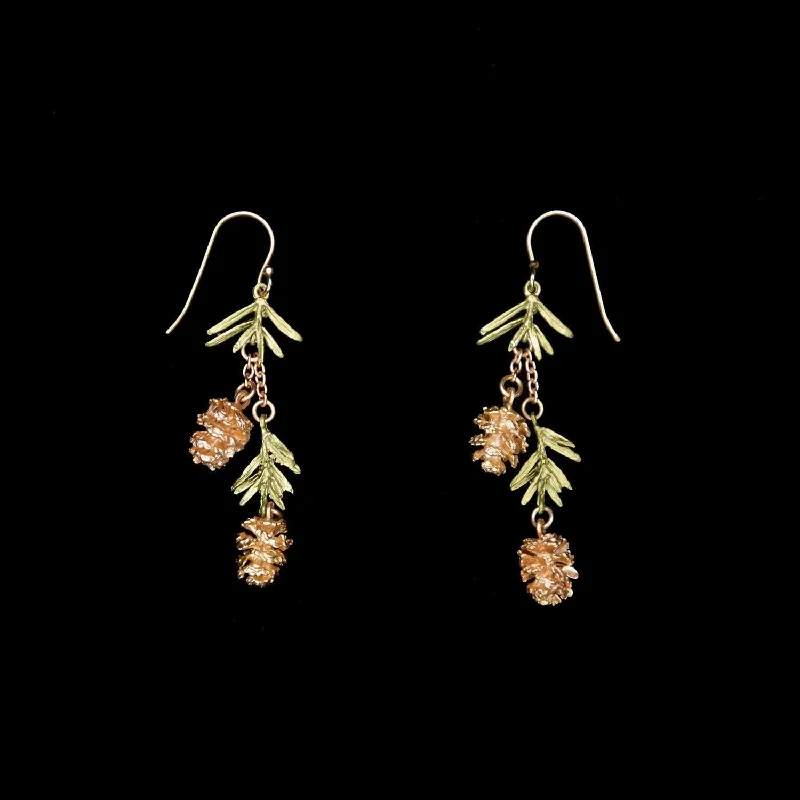 Custom Hoop Earrings-Pine Needle Earrings - Statement