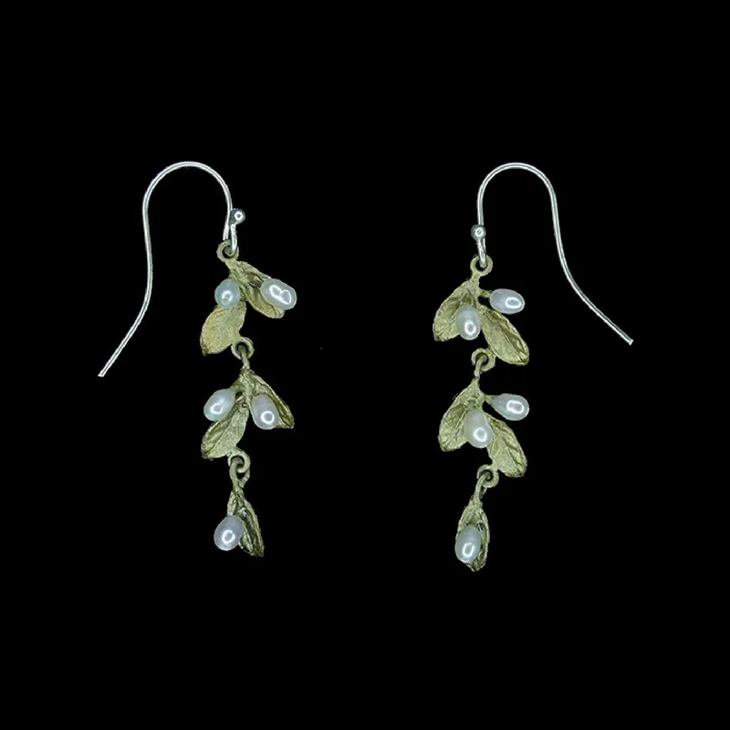 Bold Drop Earrings-Petite Leaf Earrings - Double Drop Wire