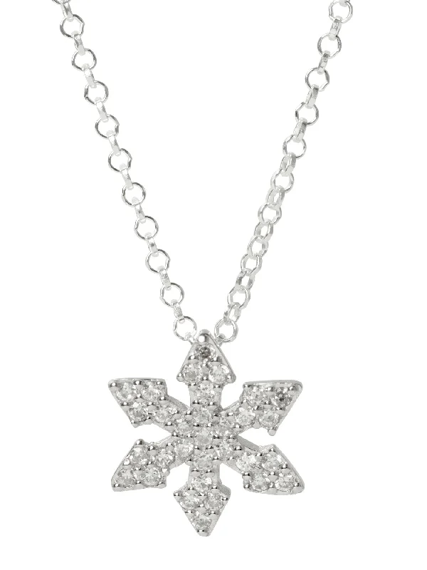 Elegant Long Necklaces-Snowflake Arrows CZ Necklace