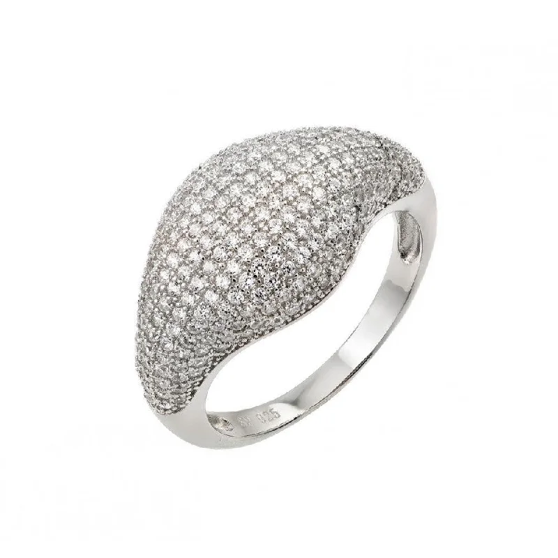 Antique Gold Rings-Silver 925 Rhodium Plated Graduated Micro Pave Clear CZ Ring - STR00941