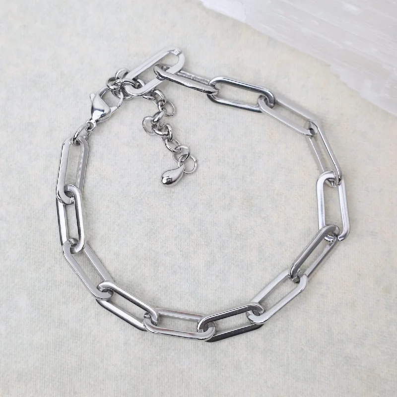 Elegant Crystal Bracelets-Paperclip Chain Bracelet in Stainless Steel