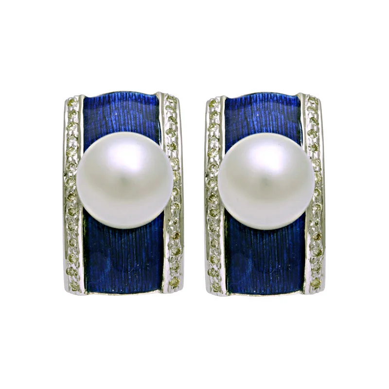 Big Statement Earrings-Earrings-South Sea Pearl and Diamond (Enamel)