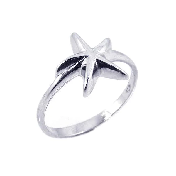 Sparkling Wedding Ring Sets-Silver Rhodium Plated Starfish Ring - STR00474