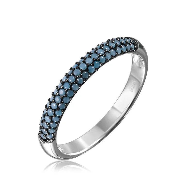 Unique Gold Rings-Silver 925 Rhodium Plated Band with Turquoise Stone - GMR00089T