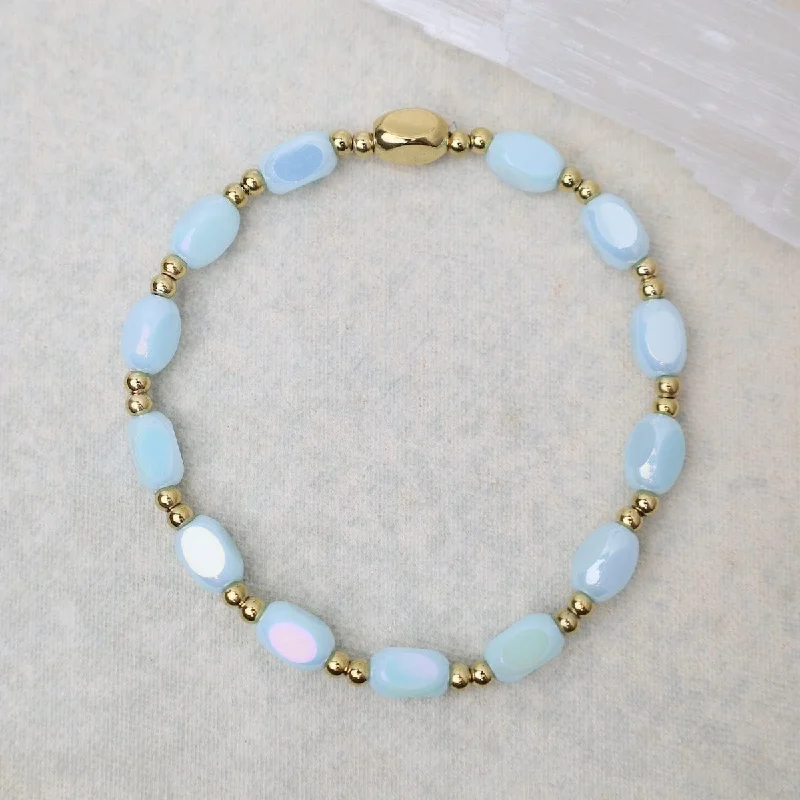 Classic Cuff Bracelets-All in Pop Of Color Bracelet in Sky Blue & Gold