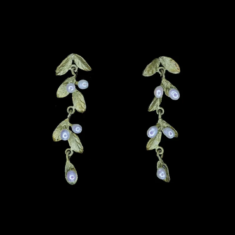 Elegant Drop Earrings-Petite Leaf Earrings - Long Post