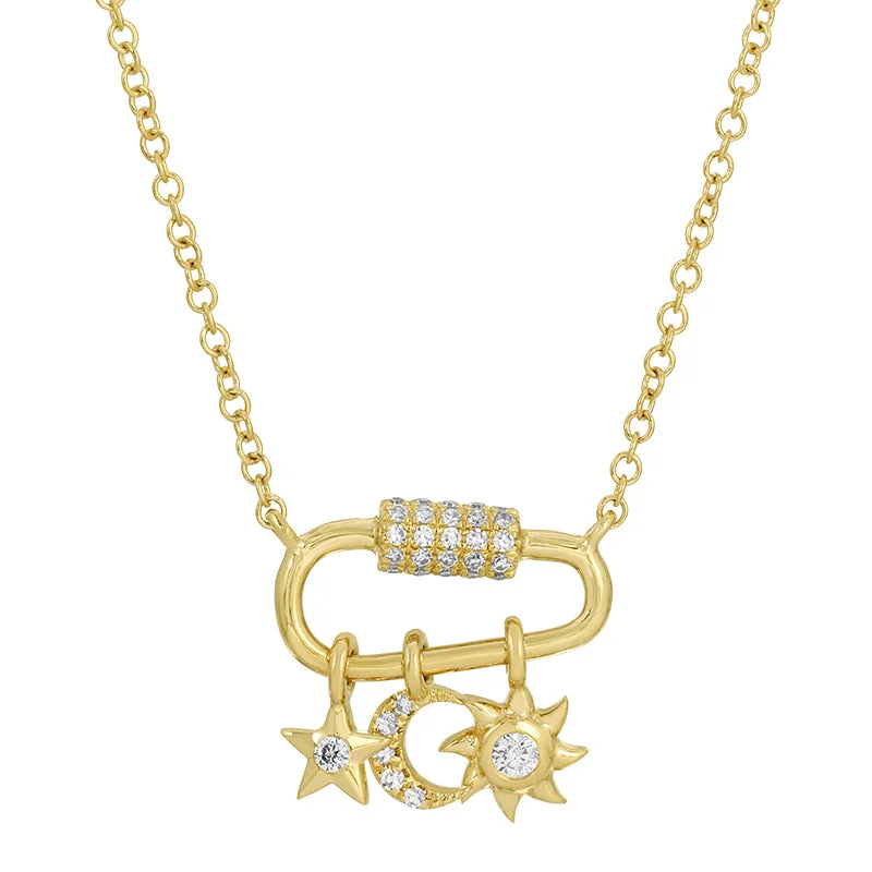 Stylish Necklaces for Brides-CALLIE SUN MOON + STAR CARABINER  NECKLACE