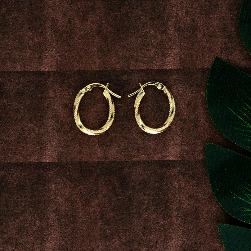 Small Hoop Earrings-Gold Classic Design Earrings 18KT - FKJERN18K8315