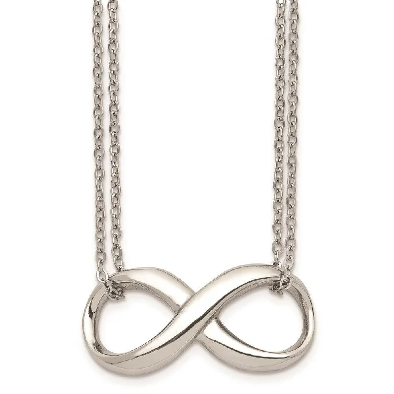 Bold Gold Necklaces-Stainless Steel Polished Two Strand Infinity Symbol Necklace