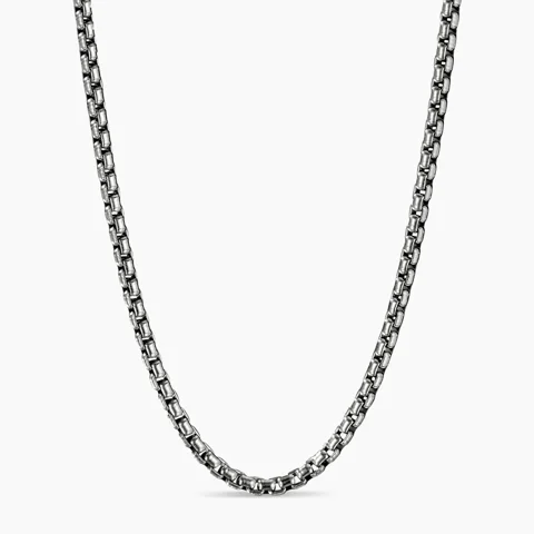 Fashionable Long Pendant Necklaces-DREW STAINLESS MEN'S BOX CHAIN NECKLACE - 3MM + 5MM