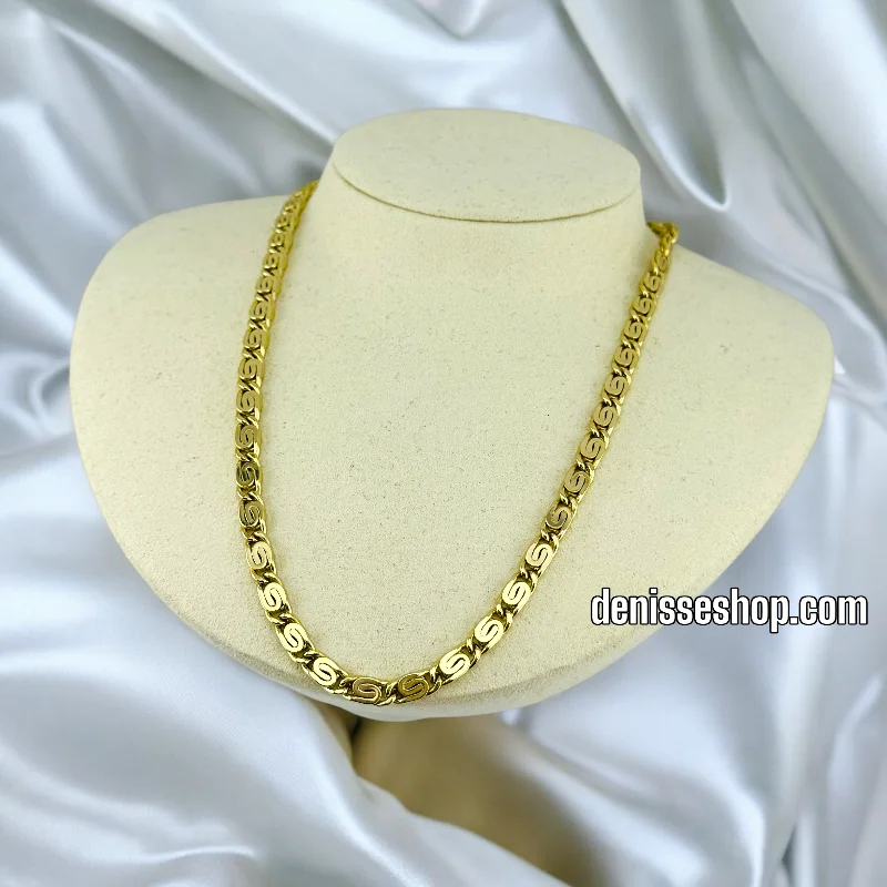 Elegant Long Necklaces-14K ROUND DESIGN NECKLACE CHAIN 18'' N83 (84)