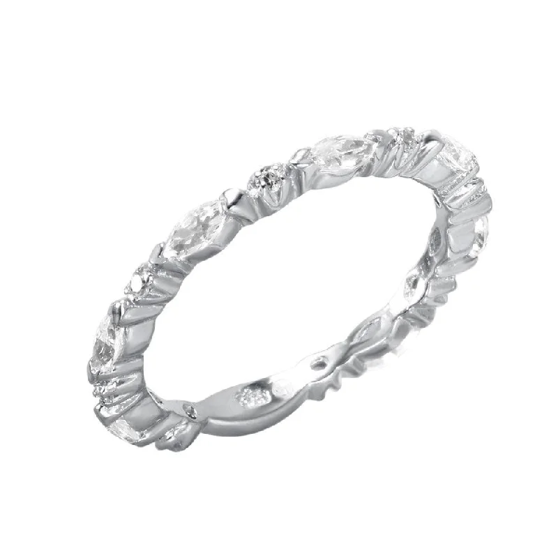 Affordable Engagement Rings-Silver 925 Rhodium Plated CZ Stackable Ring - STR00095