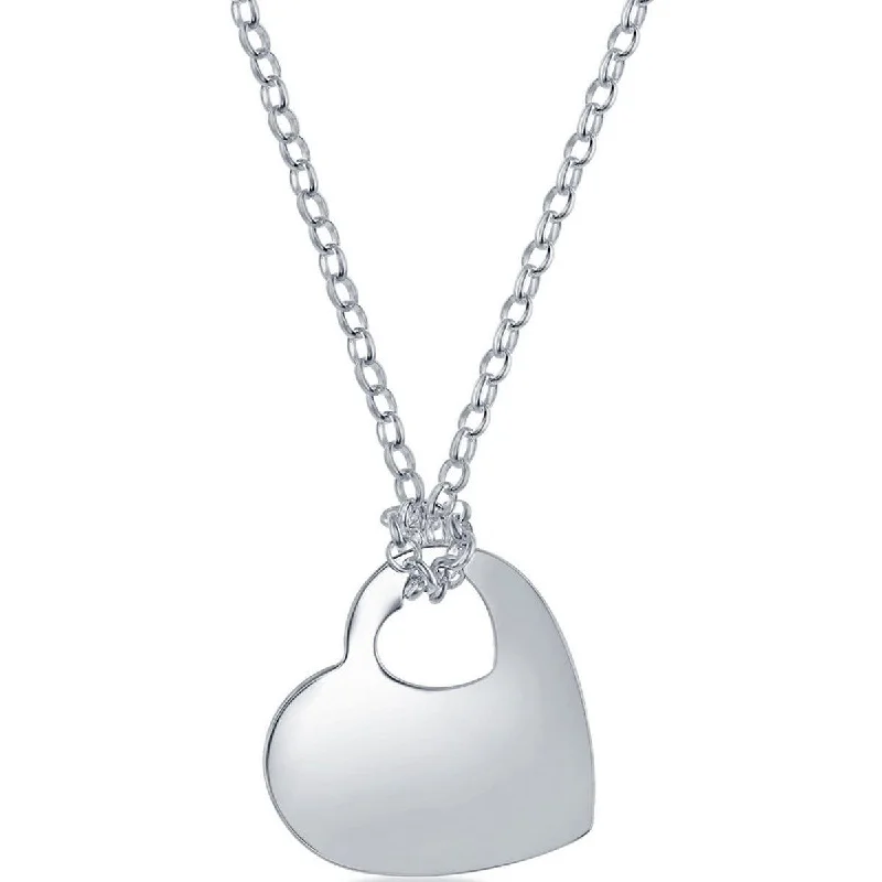 Personalized Gemstone Necklaces-Classic Unisex Necklace - Sterling Silver Chain with Heart Pendant | N-4964