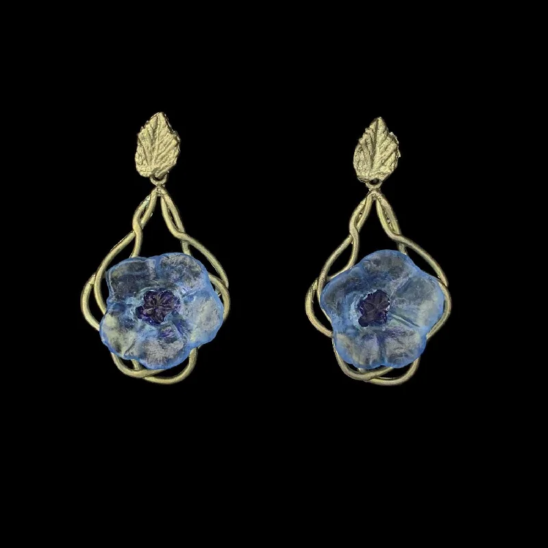 Stunning Gemstone Earrings-Morning Glory Earrings - Light Blue Flower