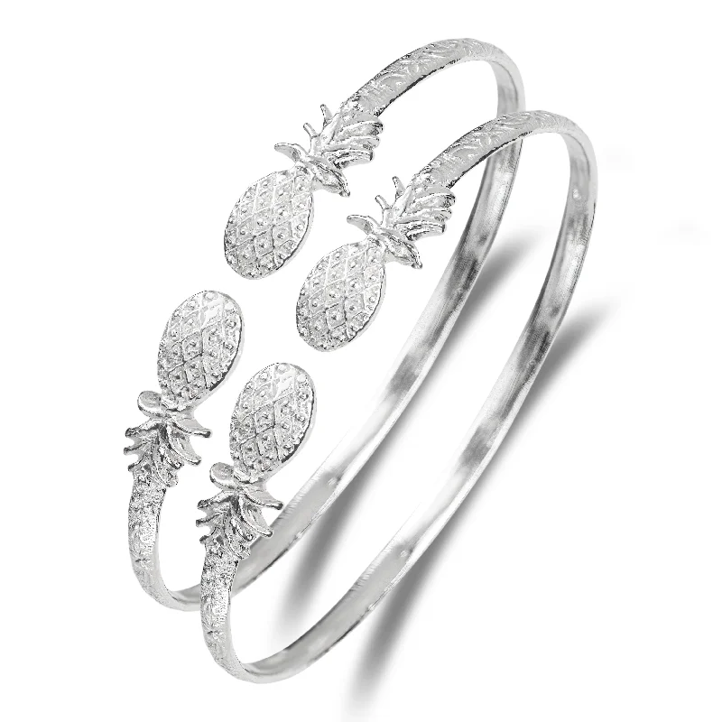 Luxury Wedding Bangles-Better Jewelry .925 Sterling Silver Pineapple West Indian Bangles, 1 pair