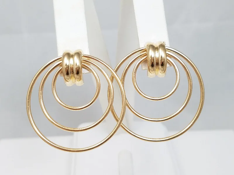 Fashionable Statement Earrings-Grand 14k Hollow Yellow Gold Door Knocker Hoop Earrings