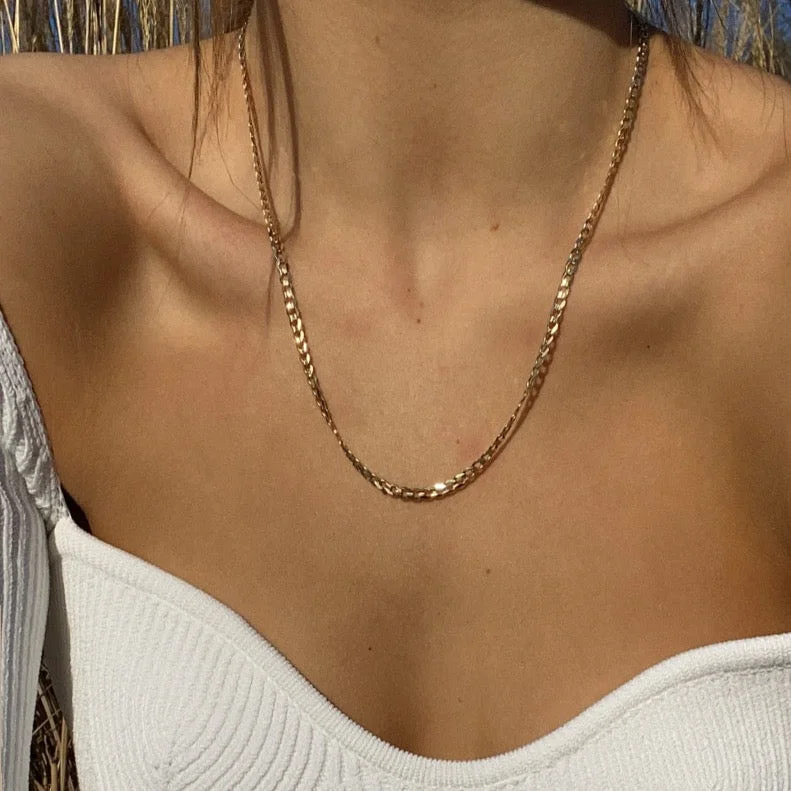 Sterling Silver Necklaces-VINE CHAIN - 14K CURB CHAIN NECKLACE