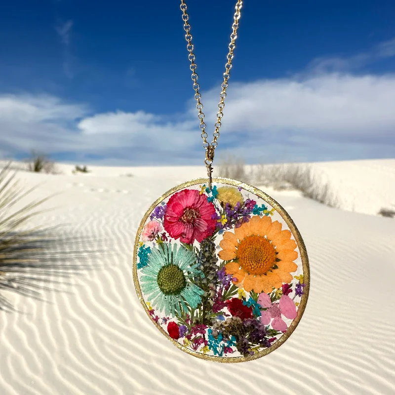 Luxury Gemstone Pendant Necklaces-Botanical Flower Necklace - BG 220