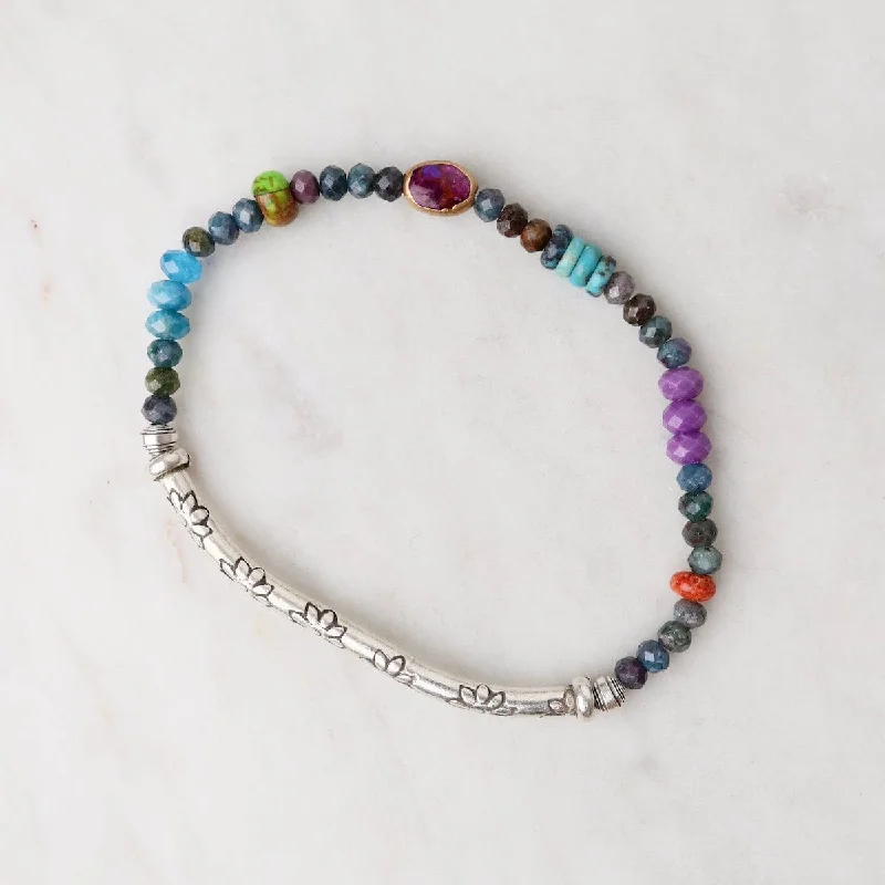 Gemstone Link Bracelets-Fuscia & Purple Turquoise  Bracelet