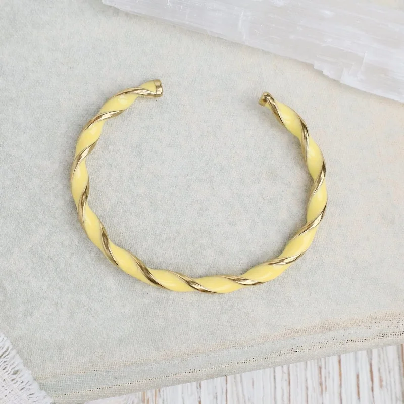 Gold Bracelet Sets-Terry Yellow Colorful Rushes Cuff Bracelet