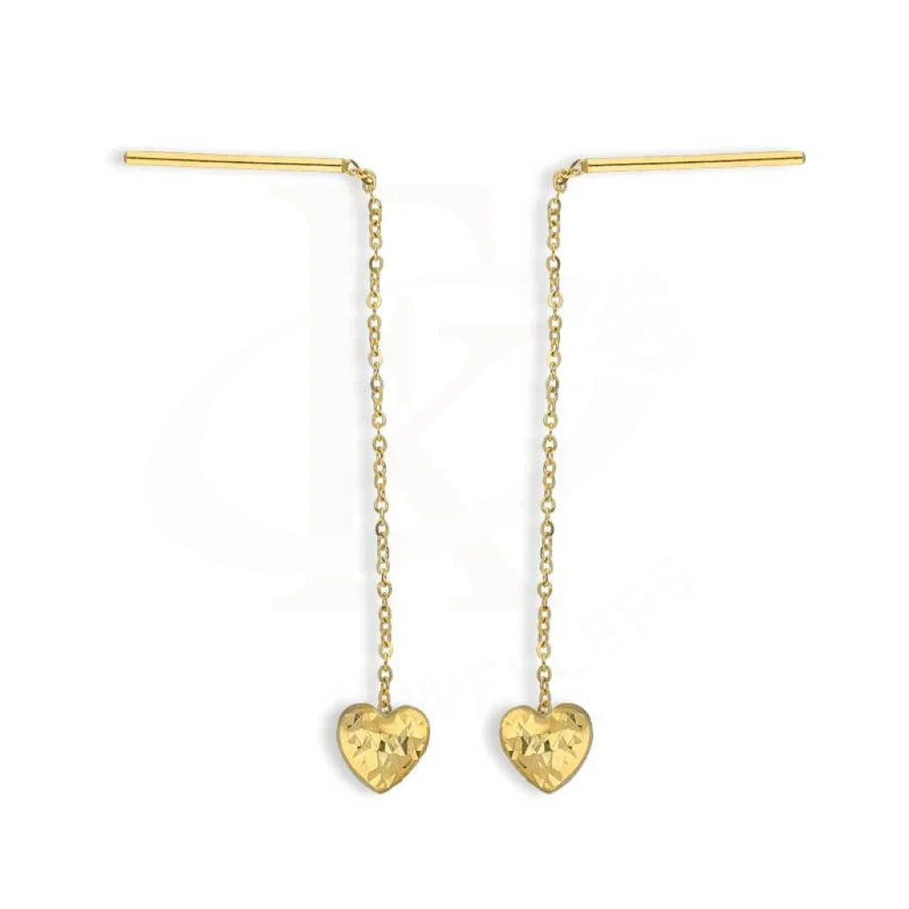 Luxury Silver Earrings-Gold Heart Tic Tac Drop Earrings 18KT - FKJERN18K3104