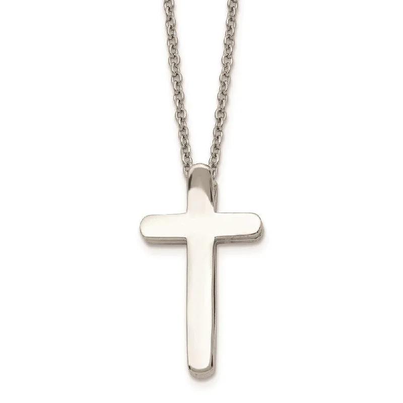 Long Statement Necklaces-Stainless Steel Religious Fish & Cross Necklace