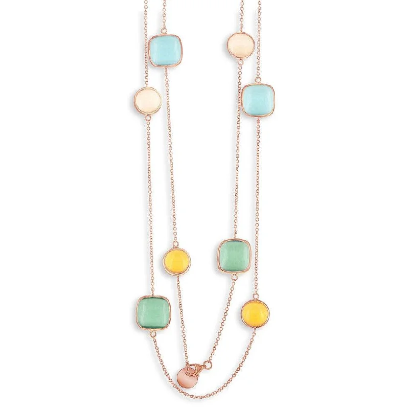 Classic Diamond Necklaces-Women's Necklace Sterling Silver Robin Blue, Pink, Green and Mango