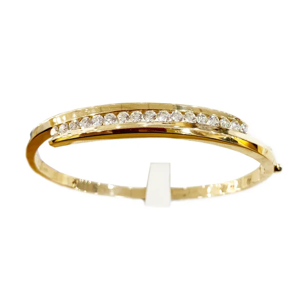 Custom Gold Bangle Bracelets-14k Yellow Gold Diamond Bangle