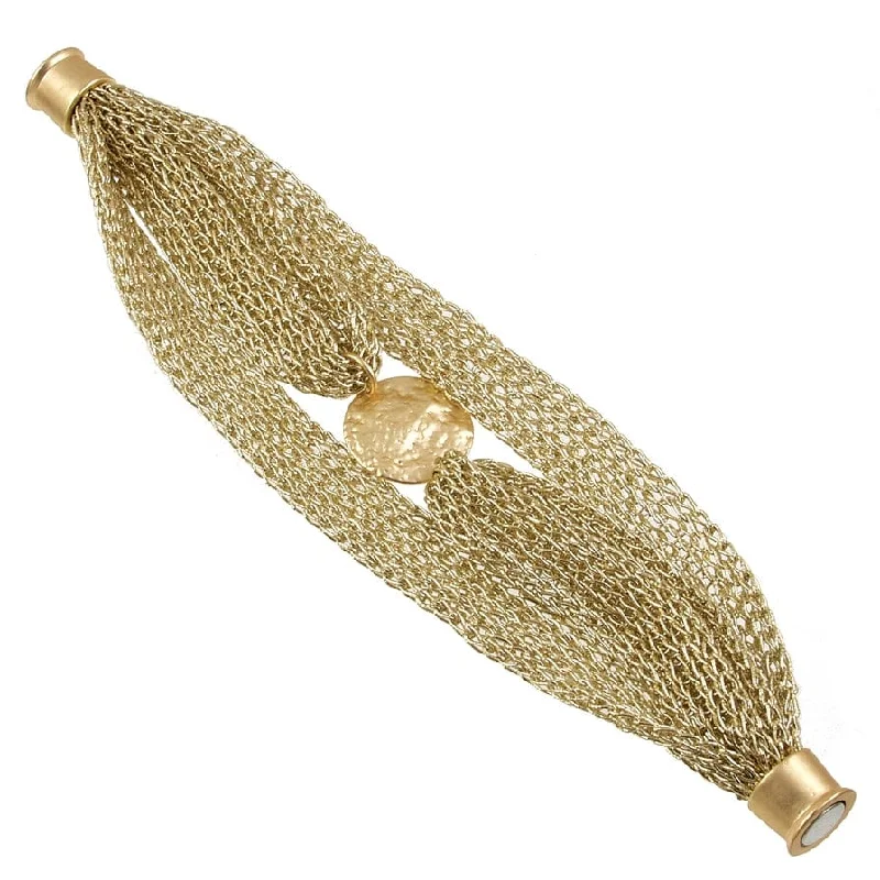 Sparkling Charm Bracelets-Gold Mesh Coin Bracelet