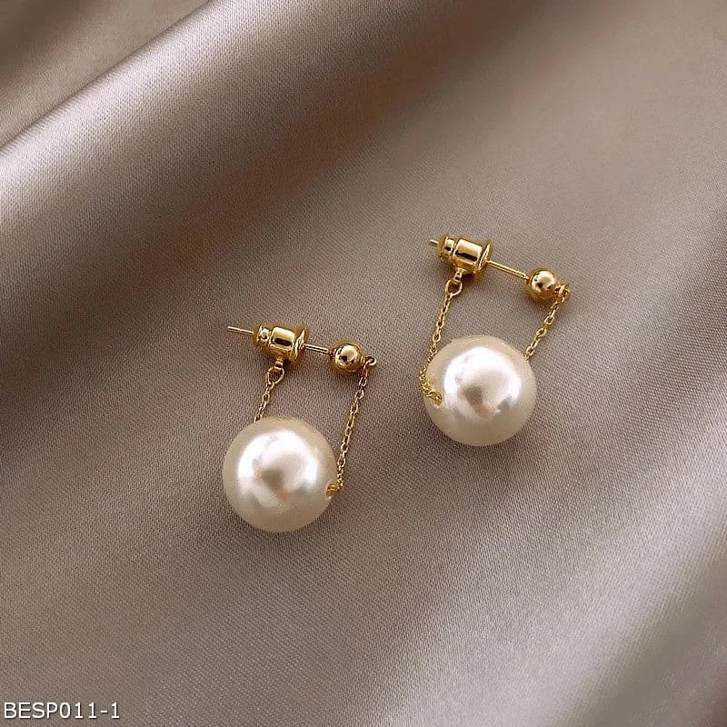 Tassel Earrings-Minimalist pearl earrings