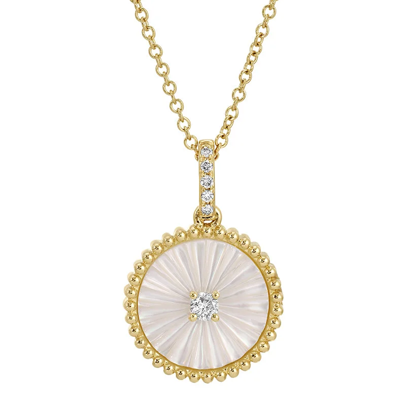 High-Quality Gold Necklaces-TORIE MOTHER OF PEARL FLUTED DISC NECKLACE