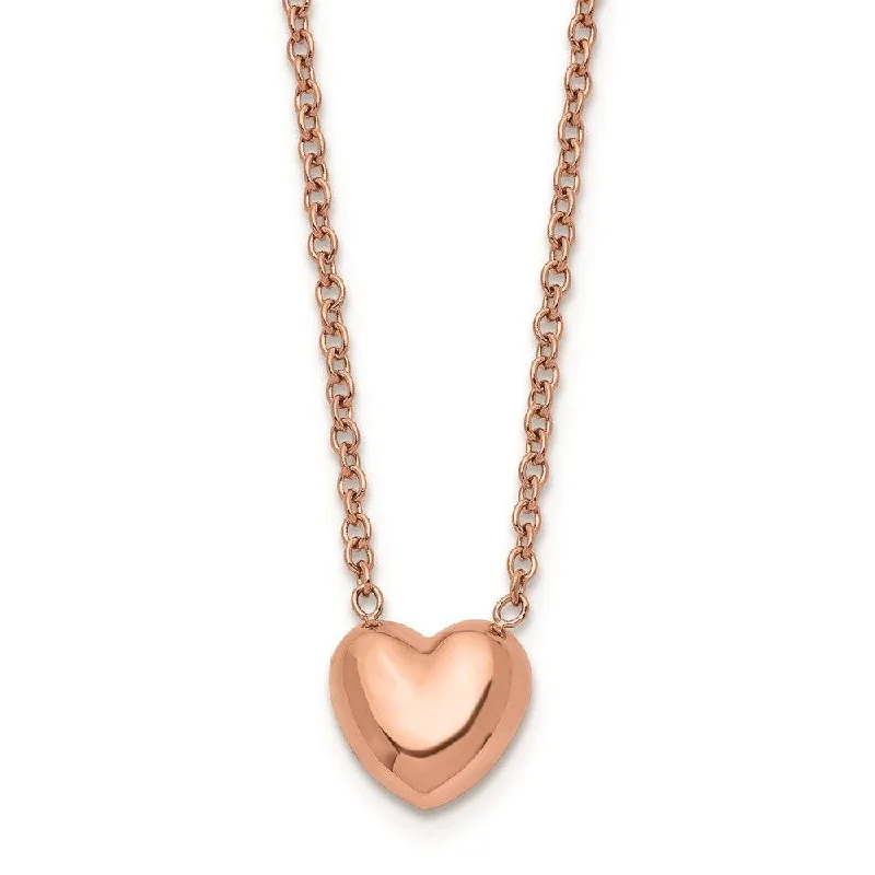 Wedding Pendant Necklaces-Stainless Steel Polished Pink IP-plated Heart Necklace