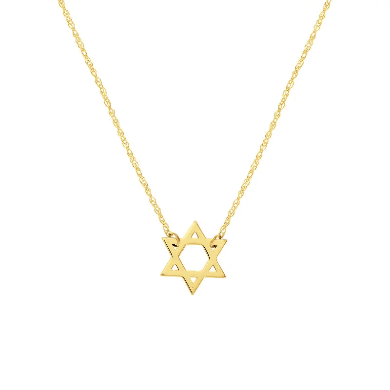 Delicate Pendant Necklaces-NATALIA  GOLD STAR OF DAVID NECKLACE - JEWISH STAR