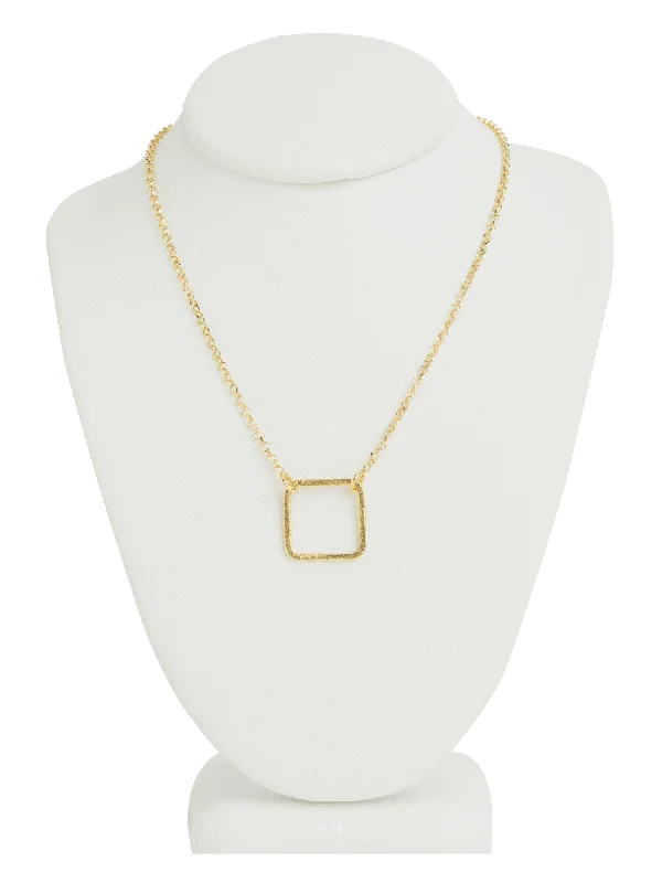 Statement Chain Necklaces-Small Gold Square Necklace