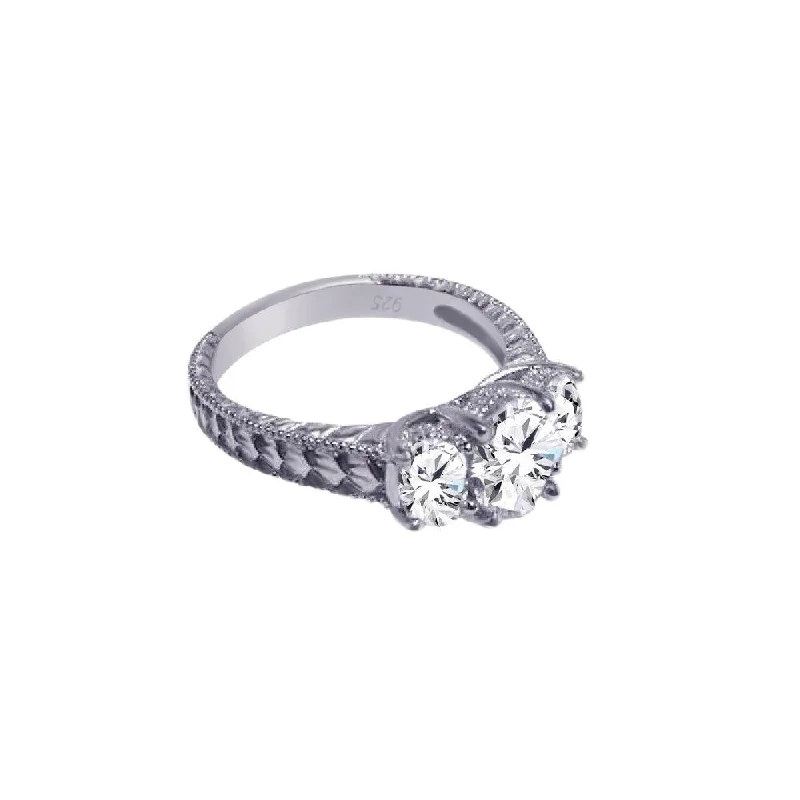 Stylish Adjustable Rings-Silver 925 Rhodium Plated CZ Past Present Future Ring - ACR00004