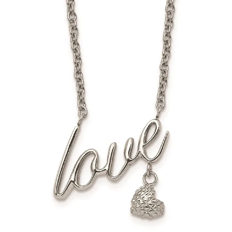 Trendy Necklaces for Women-Stainless Steel Polished LOVE 16.5in w/4in. ext. Necklace