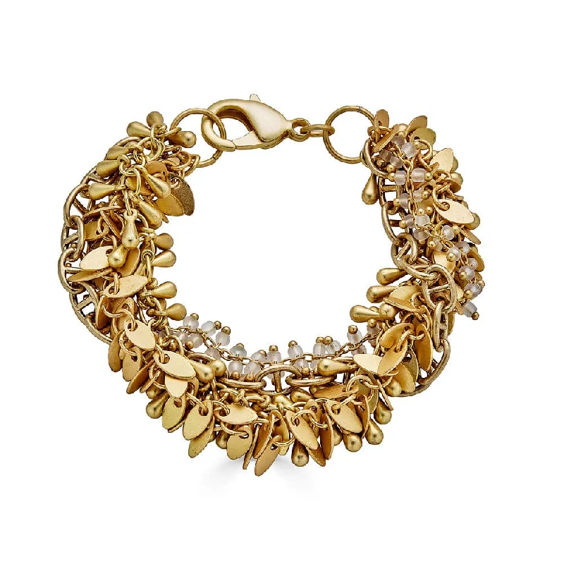 Women’s Tennis Bracelets-Matte Gold Four Strand Fringe Bracelet