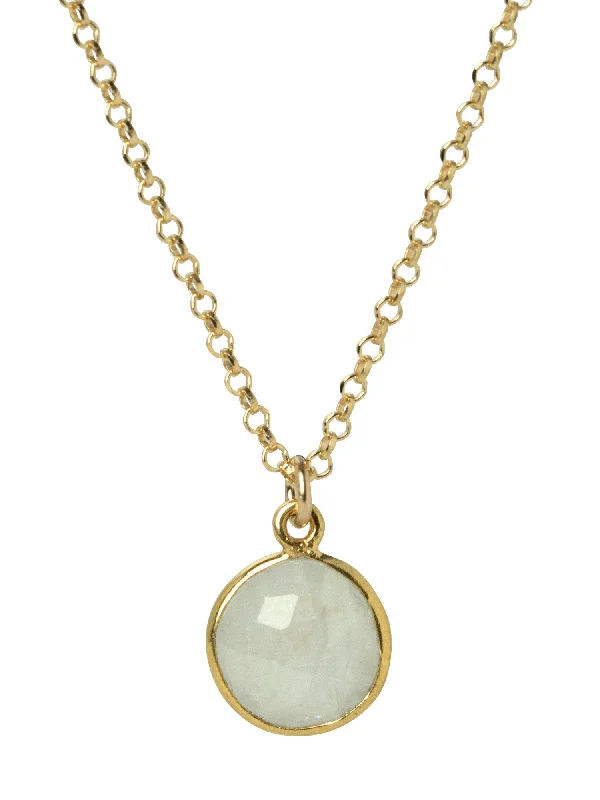 Luxury Crystal Necklaces-Moonstone Bezel Necklace