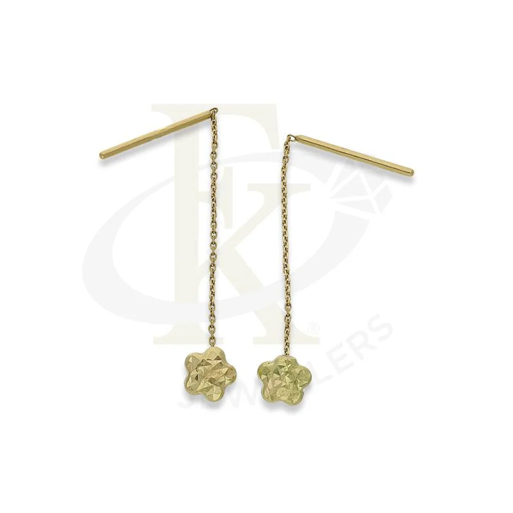 Affordable Silver Earrings-Gold Flower Shaped Tic-Tac Earrings 18KT - FKJERN18K2220