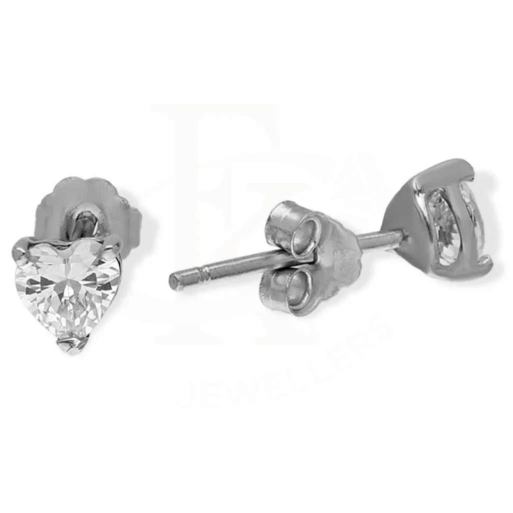 Statement Gemstone Earrings-Sterling Silver 925 Heart Shaped Solitaire Stud Earrings - FKJERNSL3142