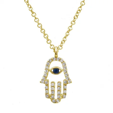 Dainty Birthstone Necklaces-NOA HAMSA PENDANT NECKLACE