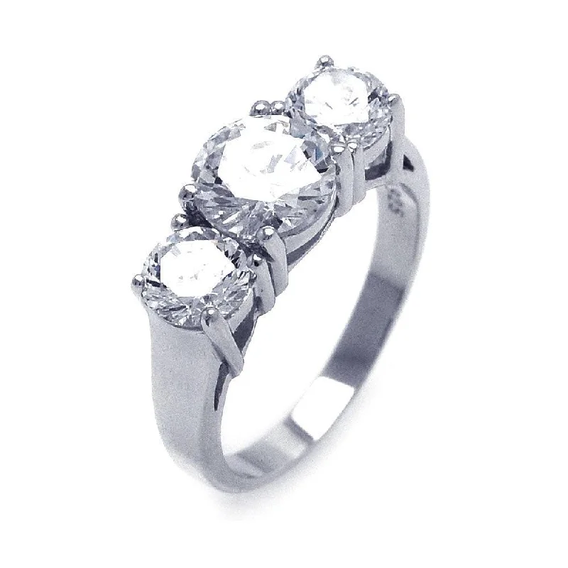 Designer Bridal Rings-Silver 925 Rhodium Plated CZ Past Present Future Ring - STR00696