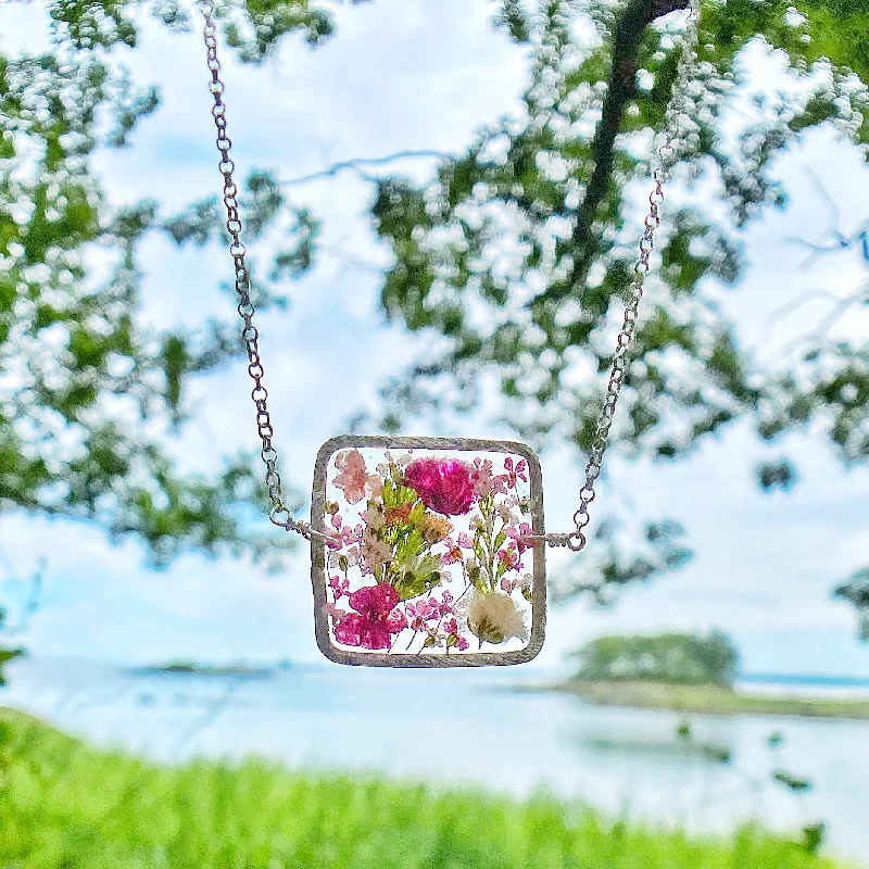 Personalized Diamond Necklaces-Pink Botanical Garden Necklace - BG48