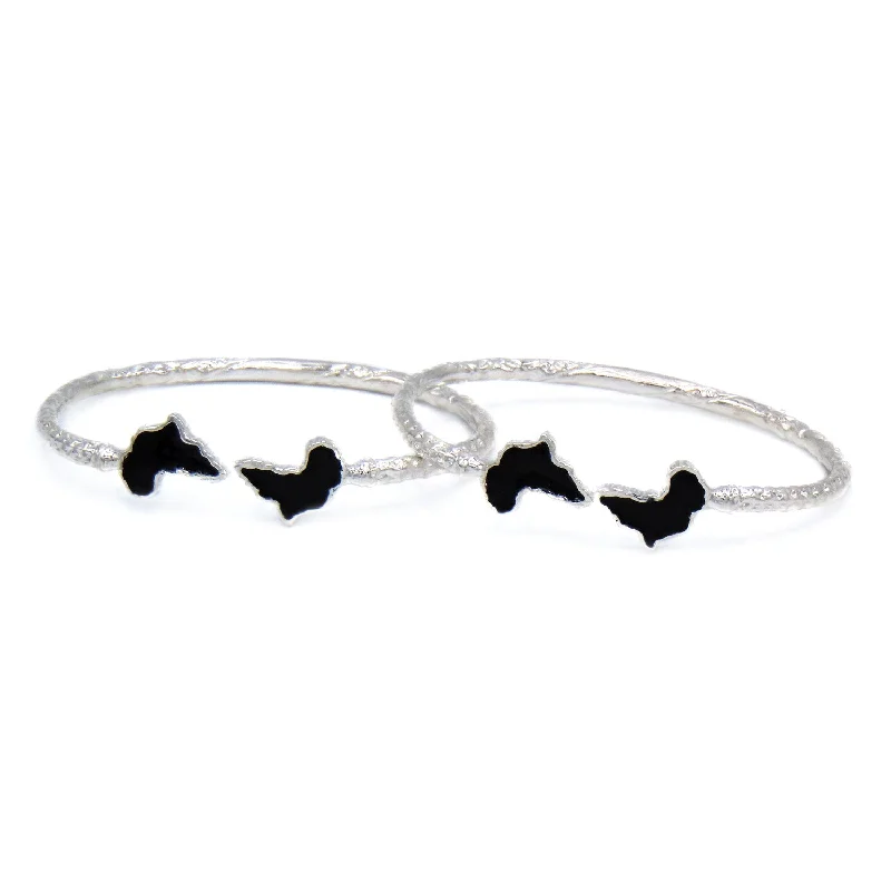 Beautiful Gold Bangles-Better Jewelry Africa Ends .925 Sterling Silver West Indian Bangles w. Black Enamel, 1 pair