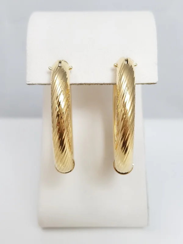 Cute Drop Earrings-14k Yellow Gold Hollow Chunky Hoops