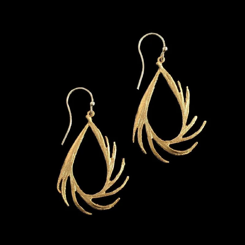 Gemstone Stud Earrings-Feather Earring - Small Teardrop Wire Gold