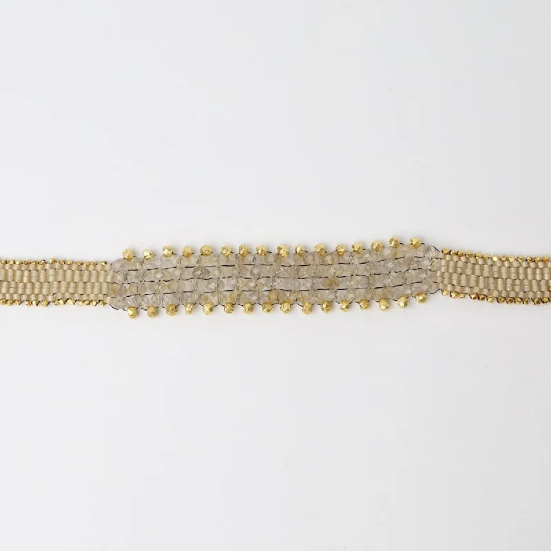 Elegant Gold Chain Bracelets-Hand Woven Soft Bracelet of Golden Rutilated Quartz