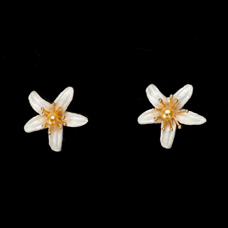 Chic Hoop Earrings-Orange Blossom Earrings - Petite Flower Stud